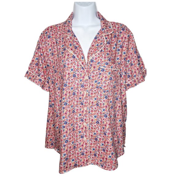 Loft Women's Sz S Classic Floral Pajamas Button Front Top Cropped Pant (1240) - Picture 2 of 11
